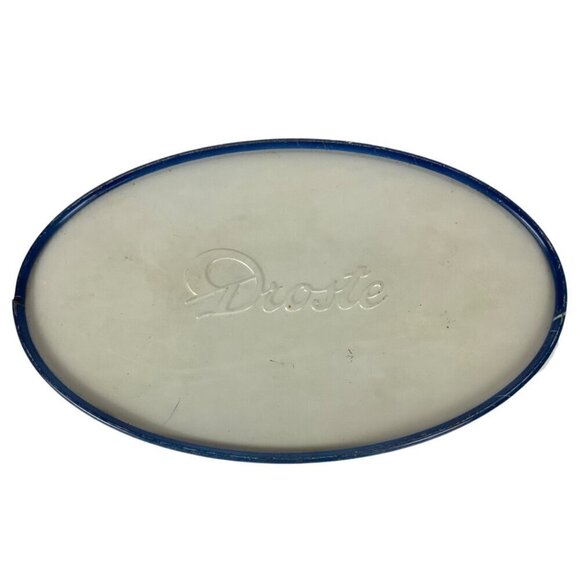 Vintage Droste Haarlem Holland Empty Tin Container Oval Blue White Designs - Picture 8 of 8